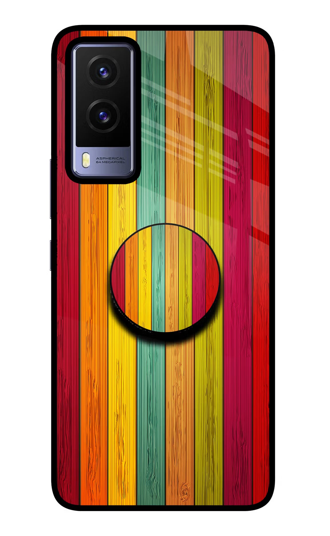 Multicolor Wooden Vivo V21E 5G Pop Case by Casekaro