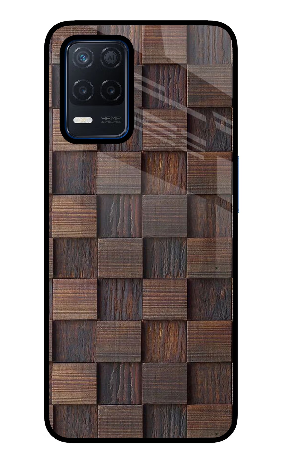 Wooden Cube Design Realme Narzo 30 5G Glass Case Back Cover by Casekaro