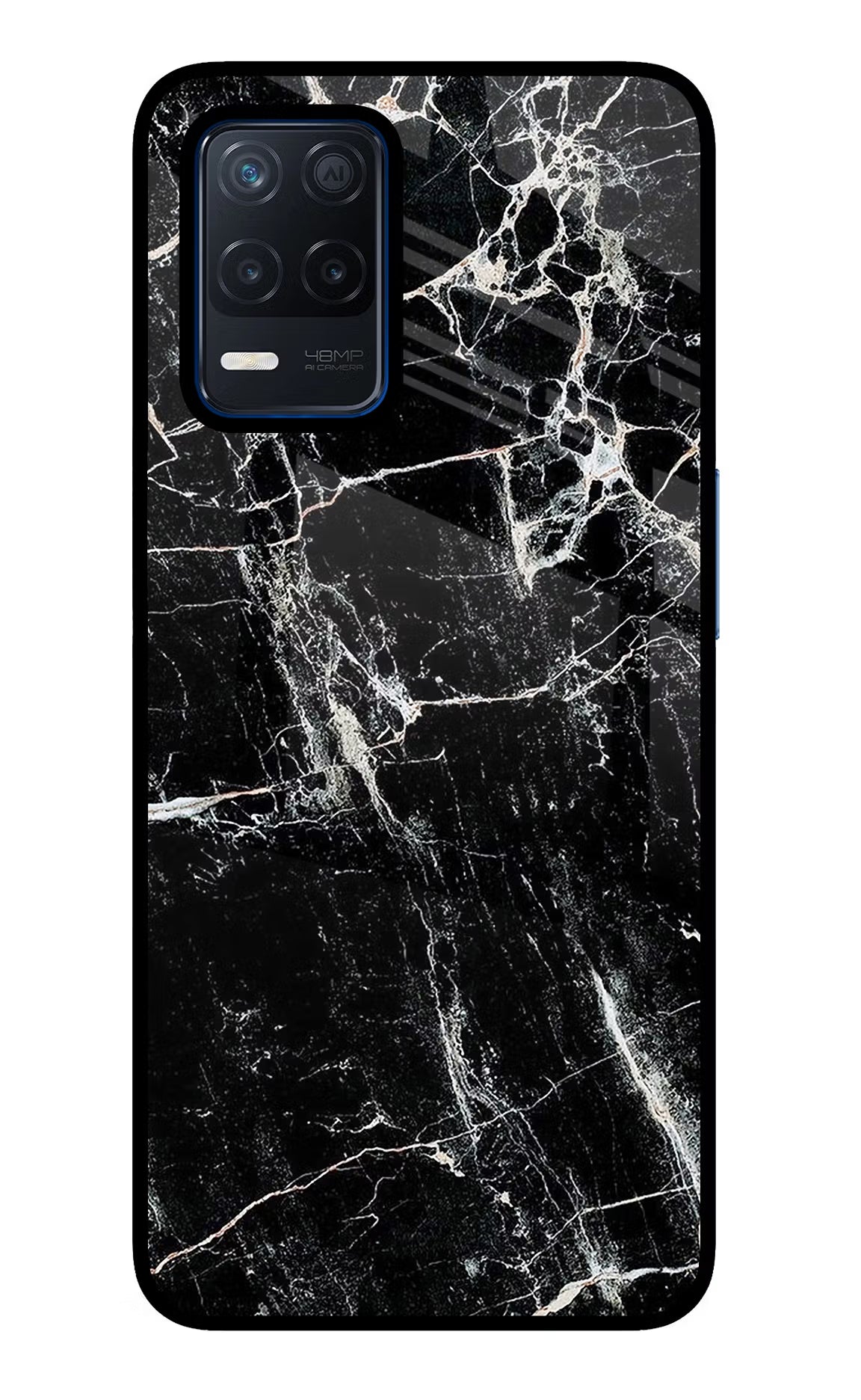 Black Marble Texture Realme Narzo 30 5G Glass Case Back Cover by Casekaro