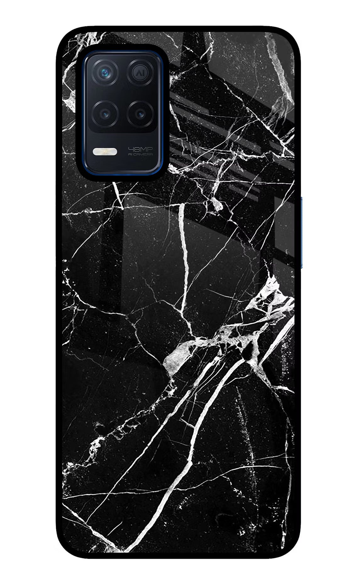 Black Marble Pattern Realme Narzo 30 5G Glass Case Back Cover by Casekaro