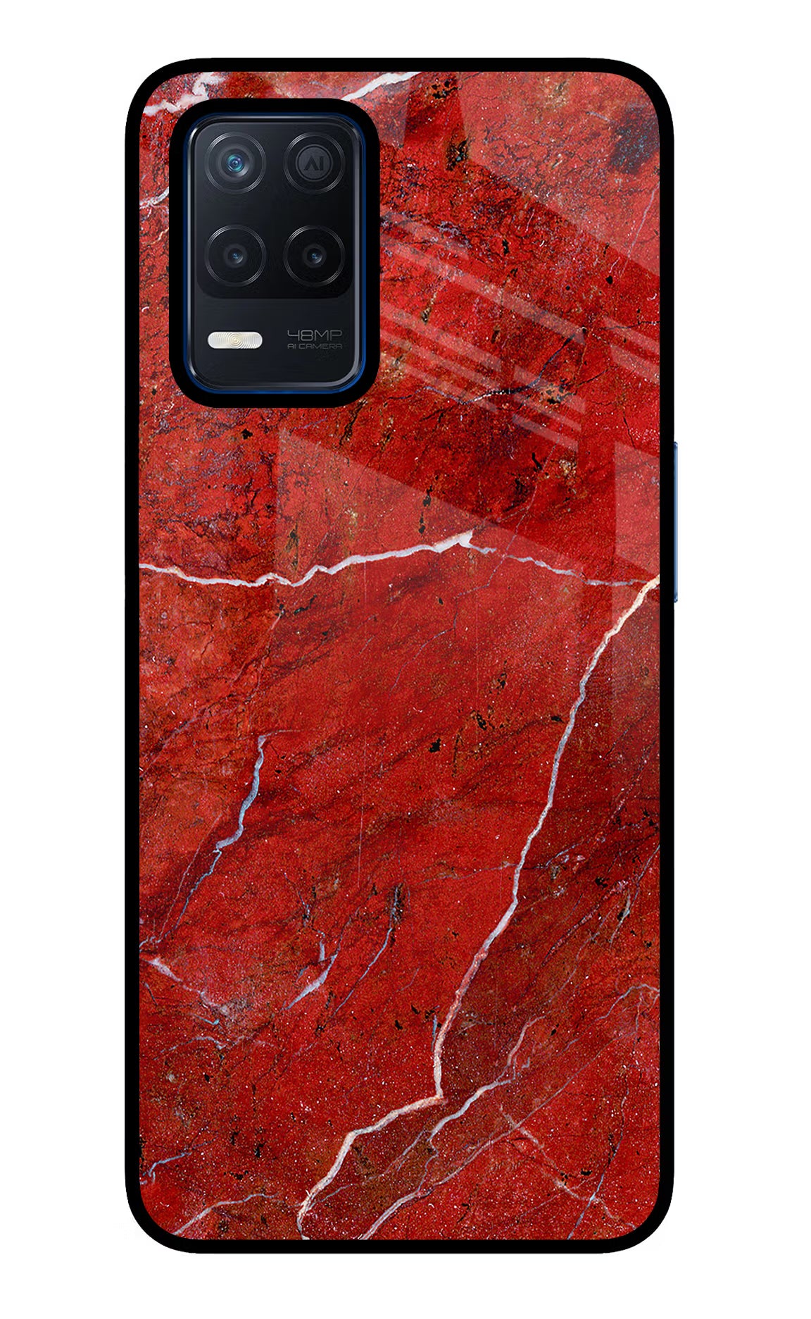 Red Marble Design Realme Narzo 30 5G Glass Case Back Cover by Casekaro