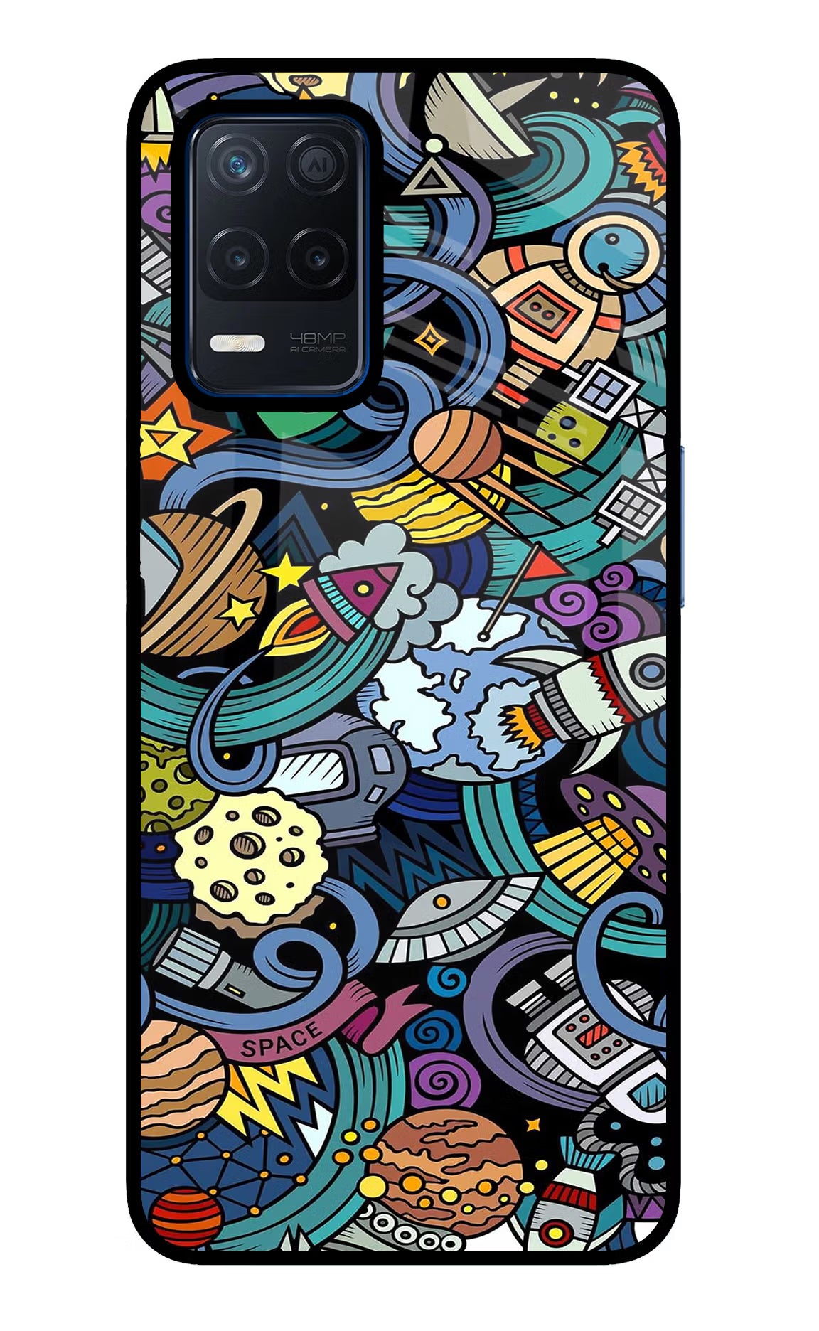 Space Abstract Realme Narzo 30 5G Glass Case Back Cover by Casekaro