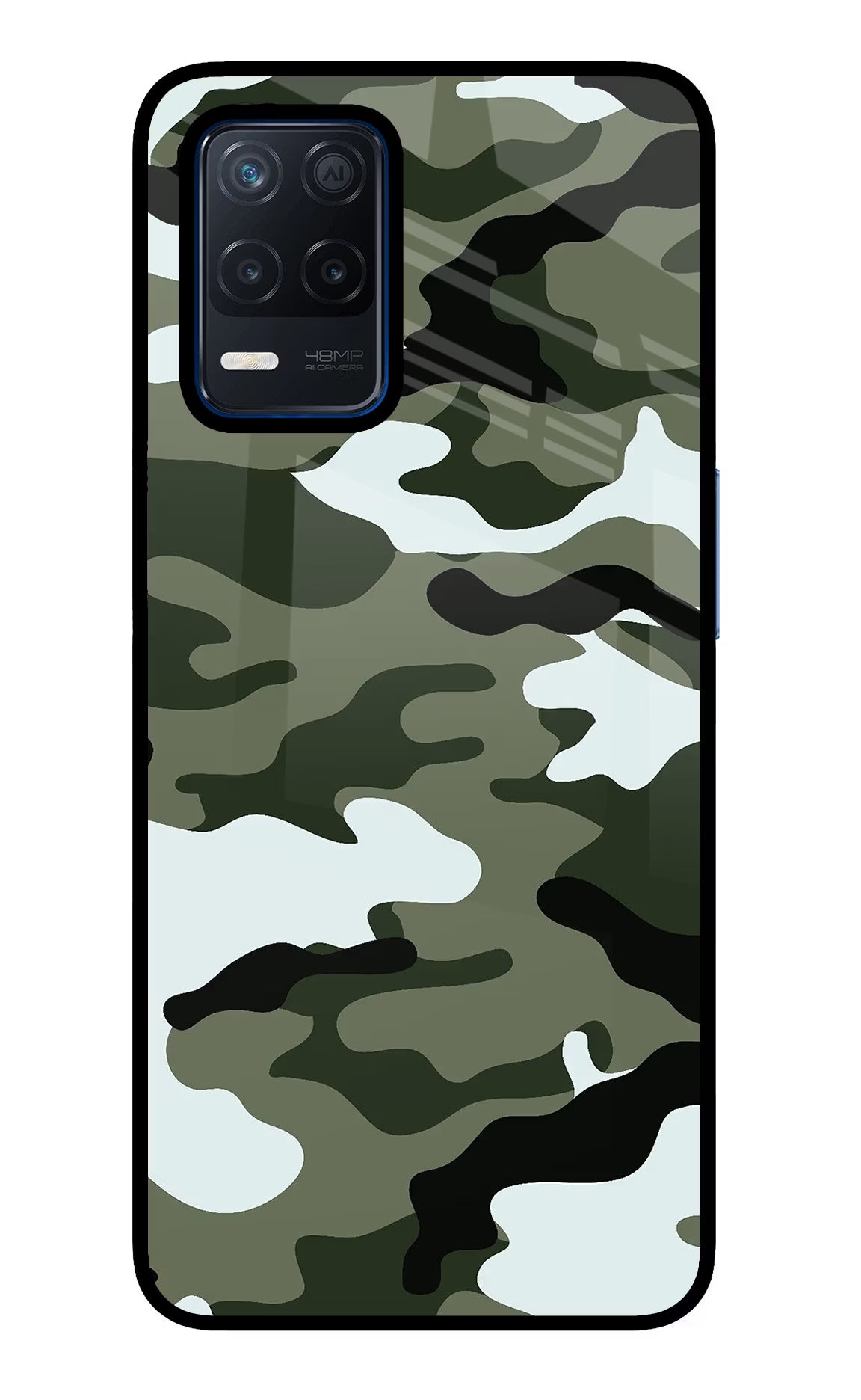 Camouflage Realme Narzo 30 5G Glass Case Back Cover by Casekaro