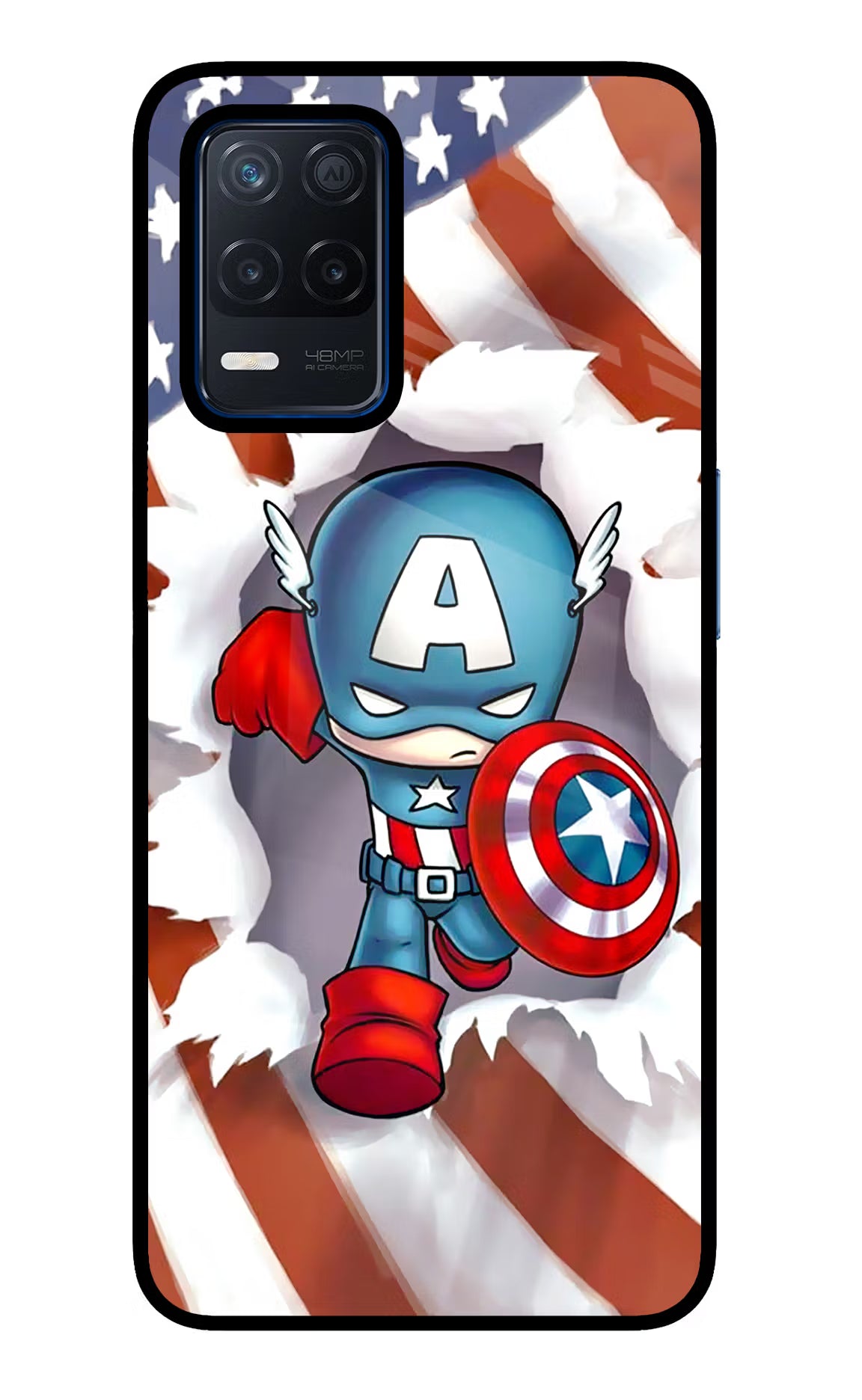 Captain America Realme Narzo 30 5G Glass Case Back Cover by Casekaro