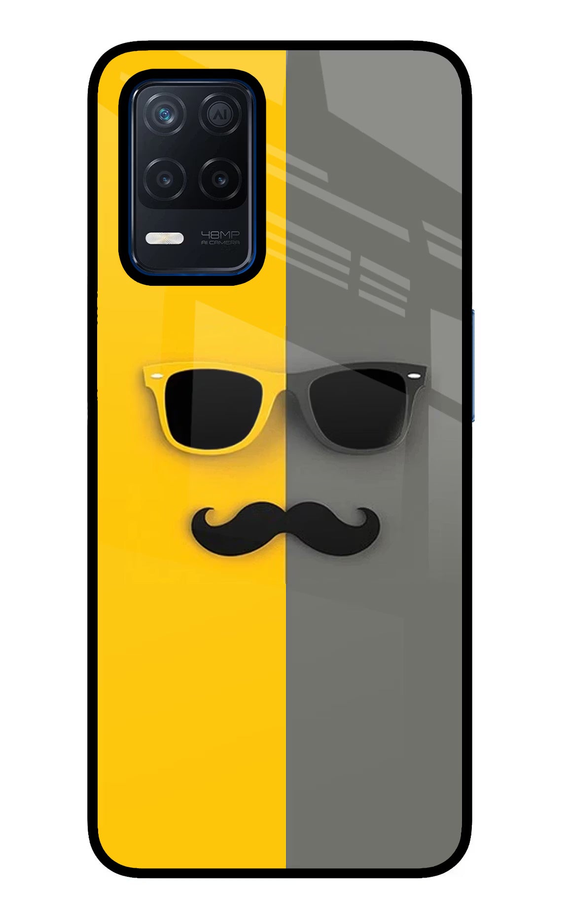 Sunglasses with Mustache Realme Narzo 30 5G Glass Case Back Cover by Casekaro