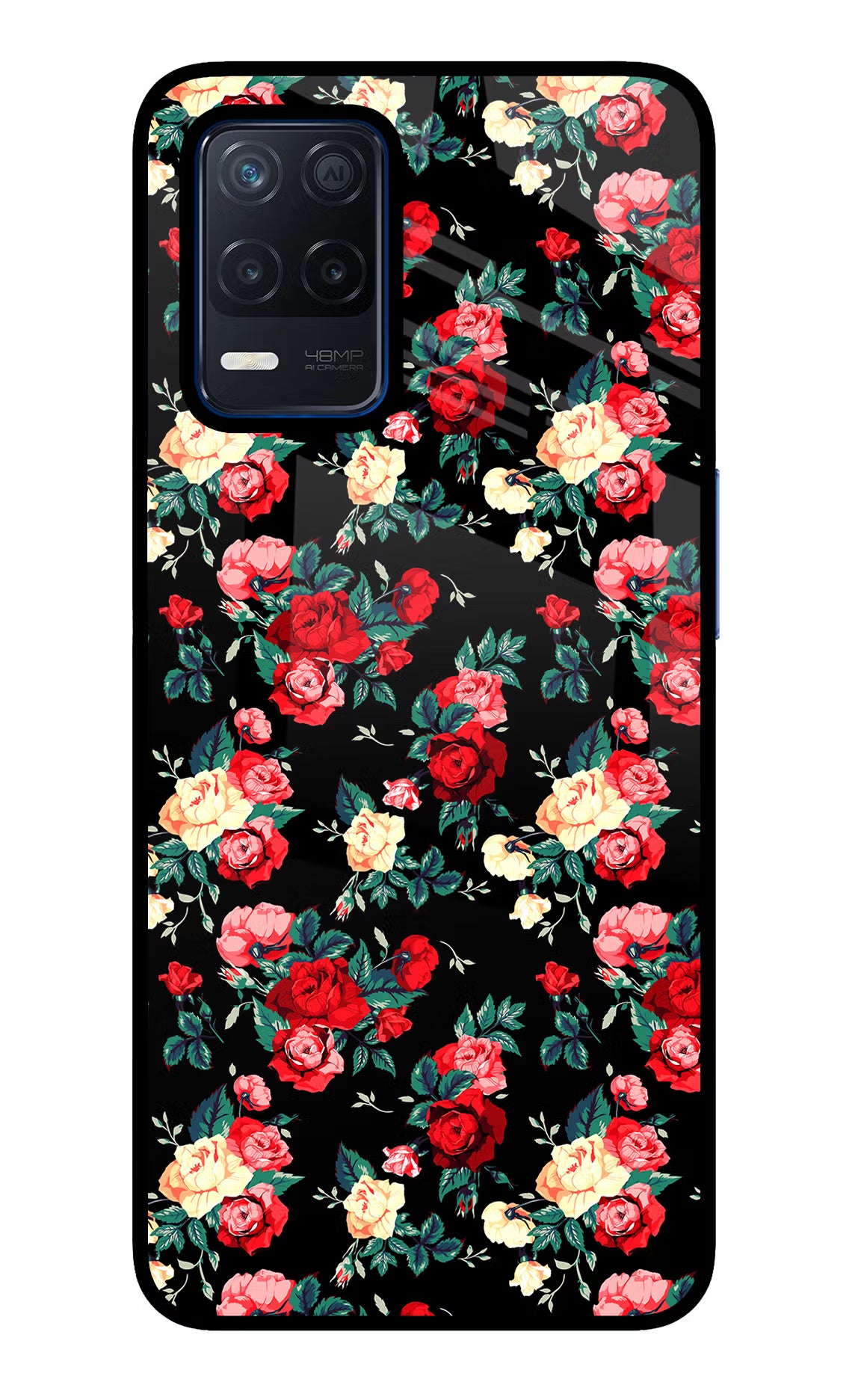 Rose Pattern Realme Narzo 30 5G Glass Case Back Cover by Casekaro