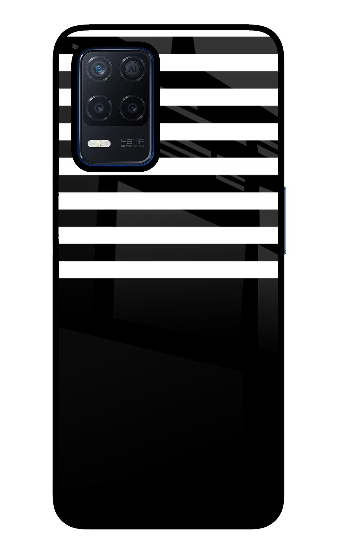 Black and White Print Realme Narzo 30 5G Glass Case Back Cover by Casekaro