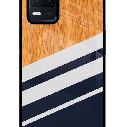 Blue and white wooden Realme Narzo 30 5G Glass Case