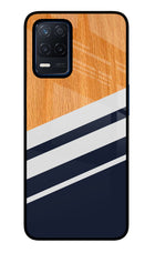 Blue and white wooden Realme Narzo 30 5G Glass Case