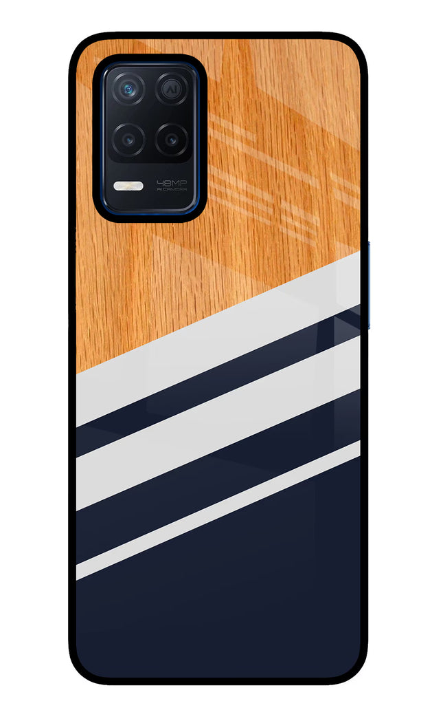 Blue and white wooden Realme Narzo 30 5G Glass Case