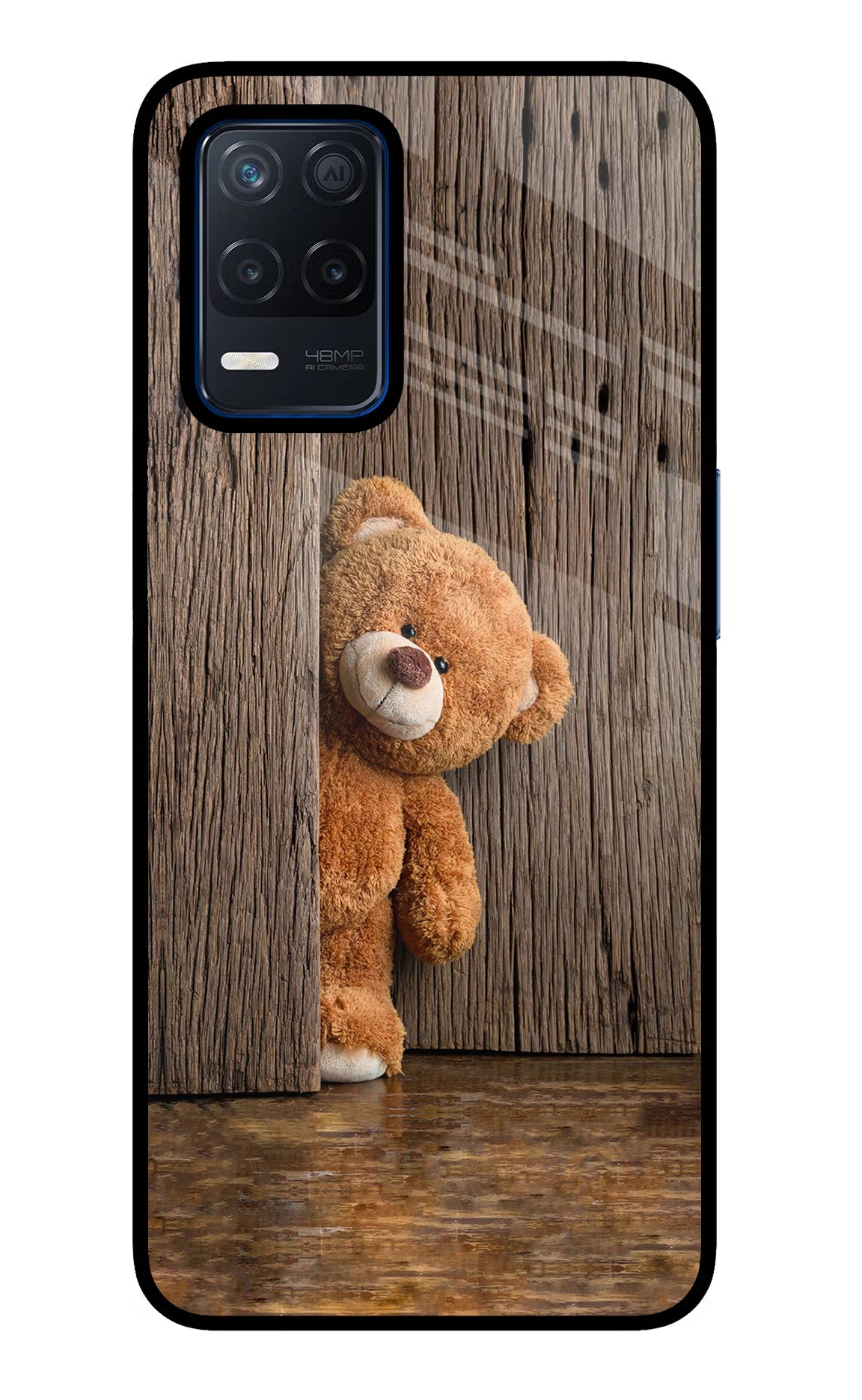 Teddy Wooden Realme Narzo 30 5G Glass Case Back Cover by Casekaro