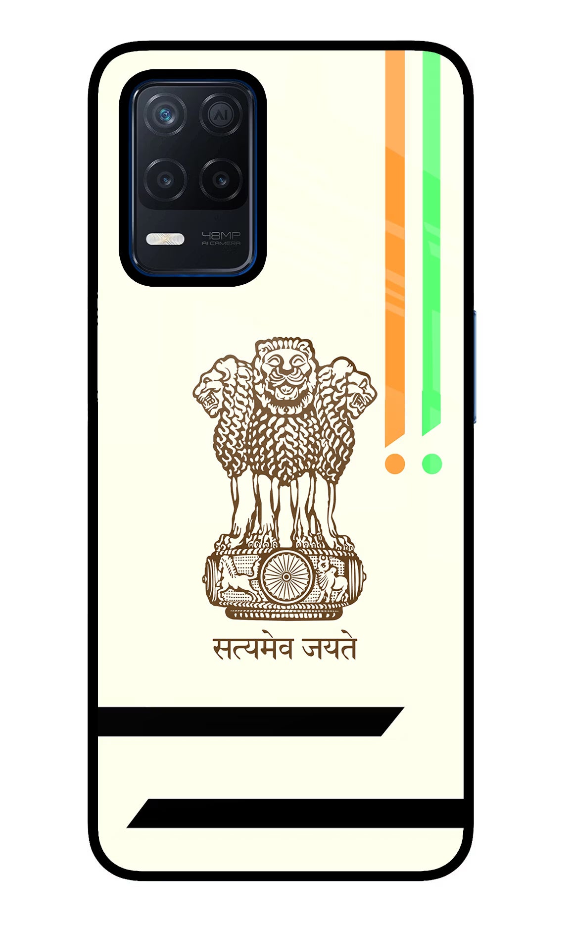 Satyamev Jayate Brown Logo Realme Narzo 30 5G Glass Case Back Cover by Casekaro