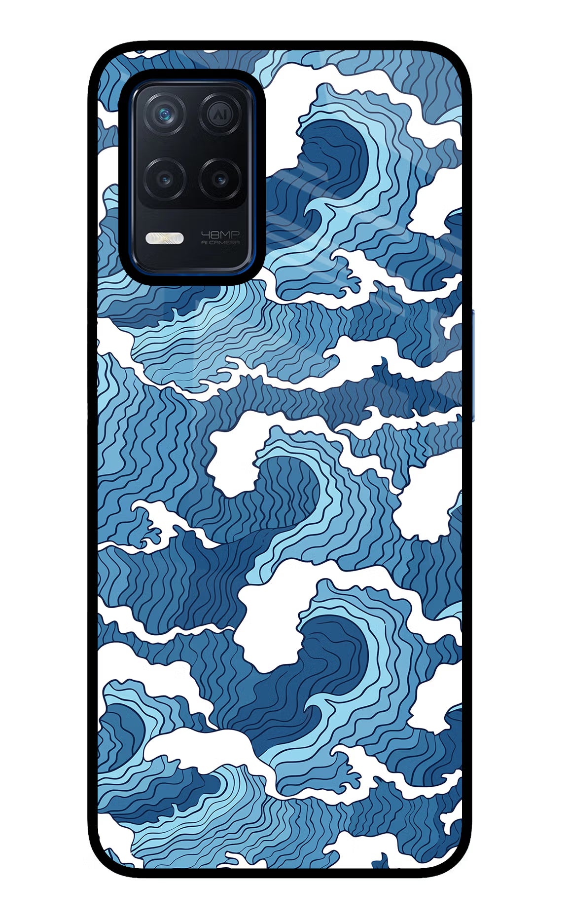 Blue Waves Realme Narzo 30 5G Glass Case Back Cover by Casekaro