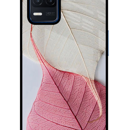 White Pink Leaf Realme Narzo 30 5G Glass Case