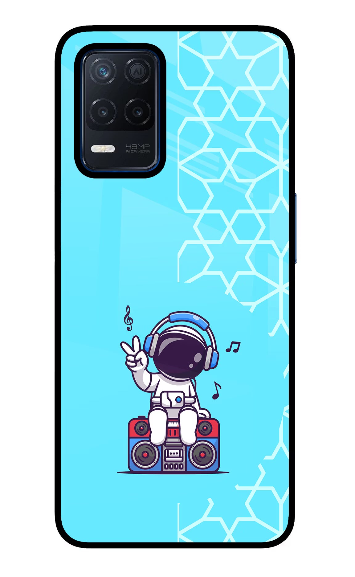 Cute Astronaut Chilling Realme Narzo 30 5G Glass Case Back Cover by Casekaro