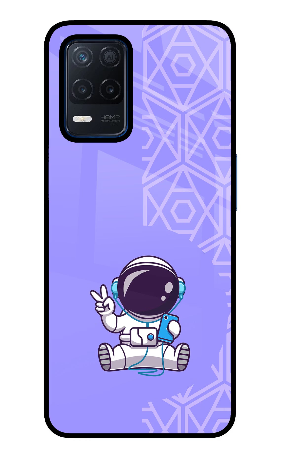 Cute Astronaut Chilling Realme Narzo 30 5G Glass Case Back Cover by Casekaro