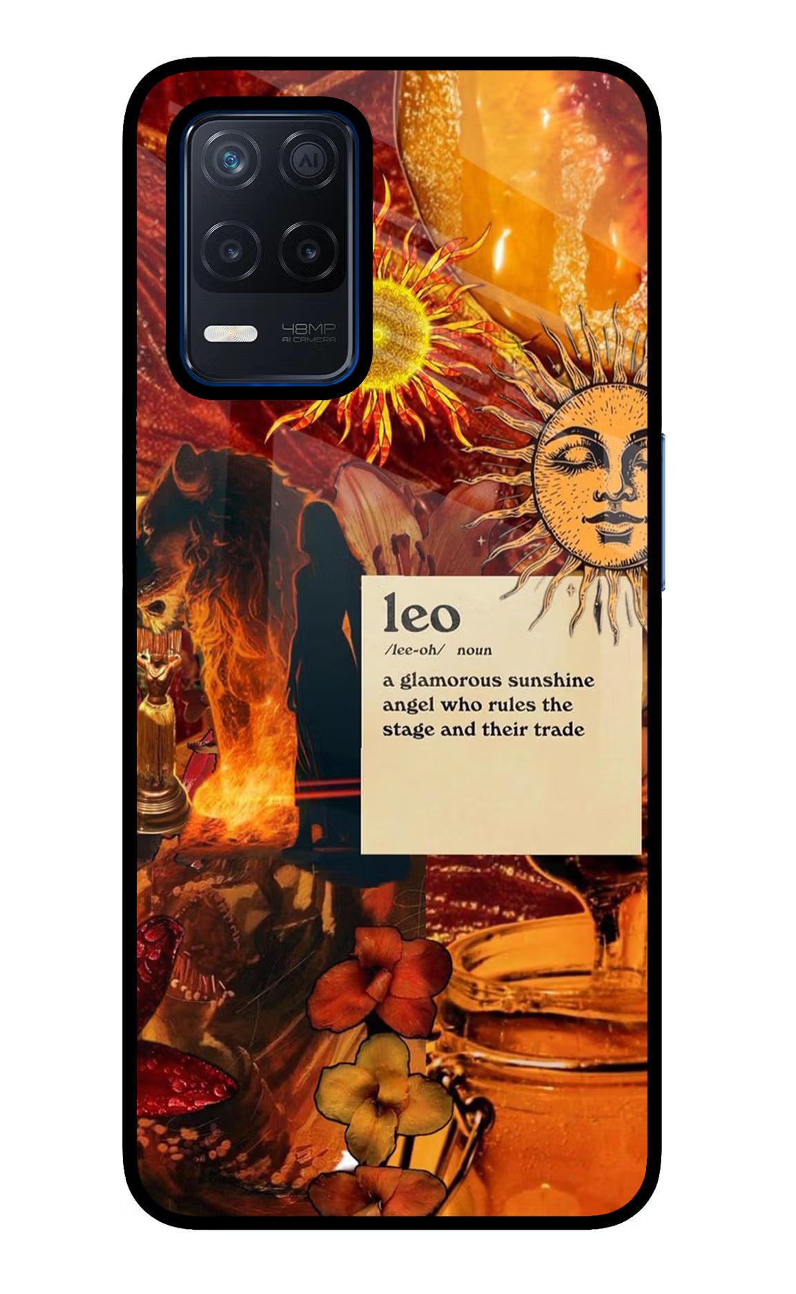 Leo Zodiac Realme Narzo 30 5G Glass Case Back Cover by Casekaro
