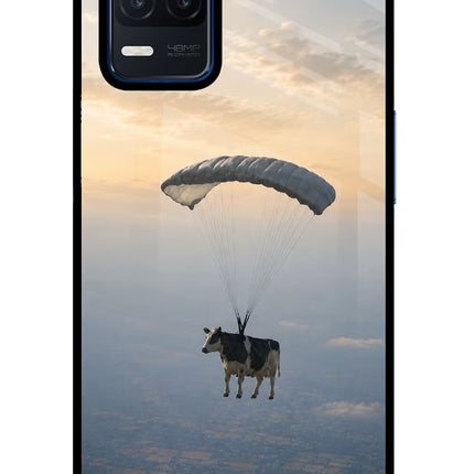 Skydiving Cow Realme Narzo 30 5G Glass Case