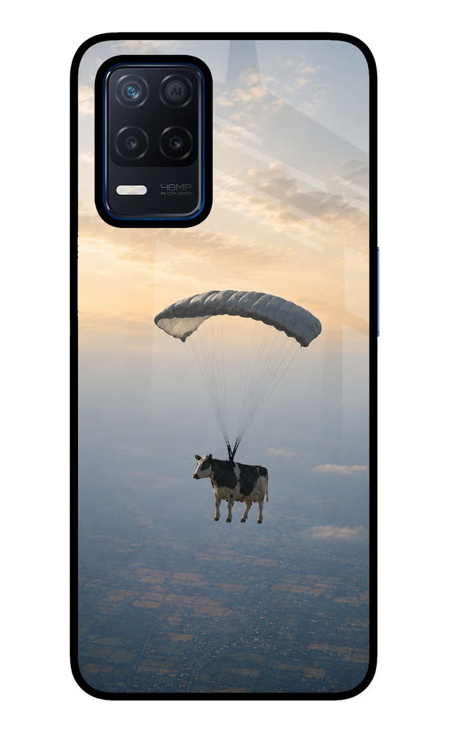 Skydiving Cow Realme Narzo 30 5G Glass Case