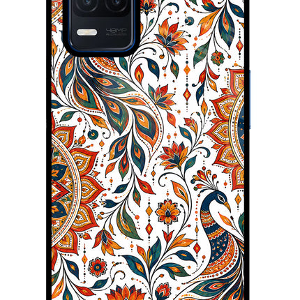 White Mayura Realme Narzo 30 5G Glass Case