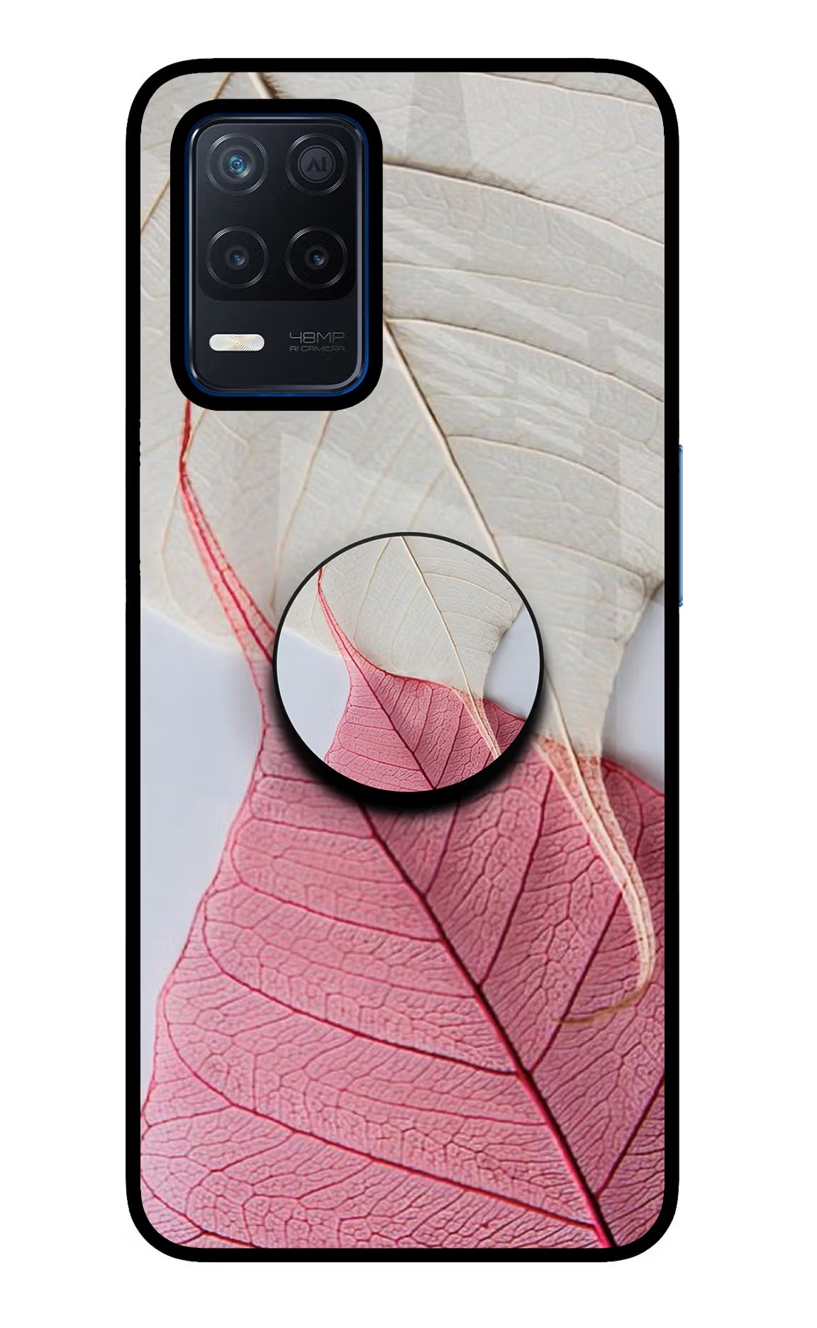 White Pink Leaf Realme Narzo 30 5G Pop Case by Casekaro