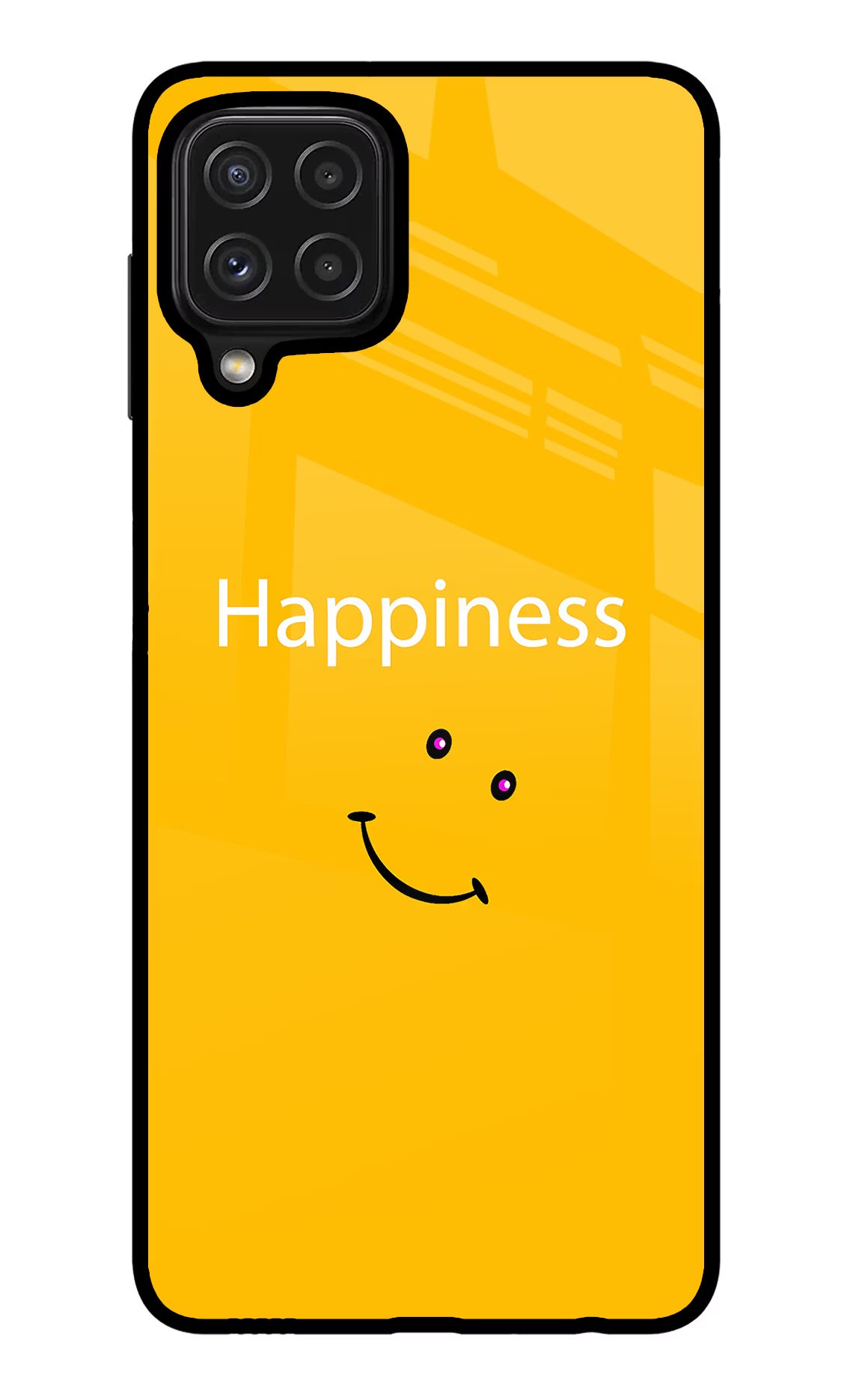 Happiness With Smiley Samsung M32 Glass Case Back Cover by Casekaro