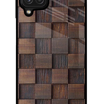 Wooden Cube Design Samsung M32 Glass Case