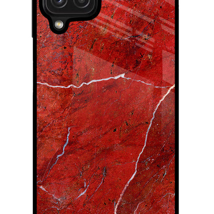 Red Marble Design Samsung M32 Glass Case