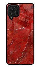 Red Marble Design Samsung M32 Glass Case