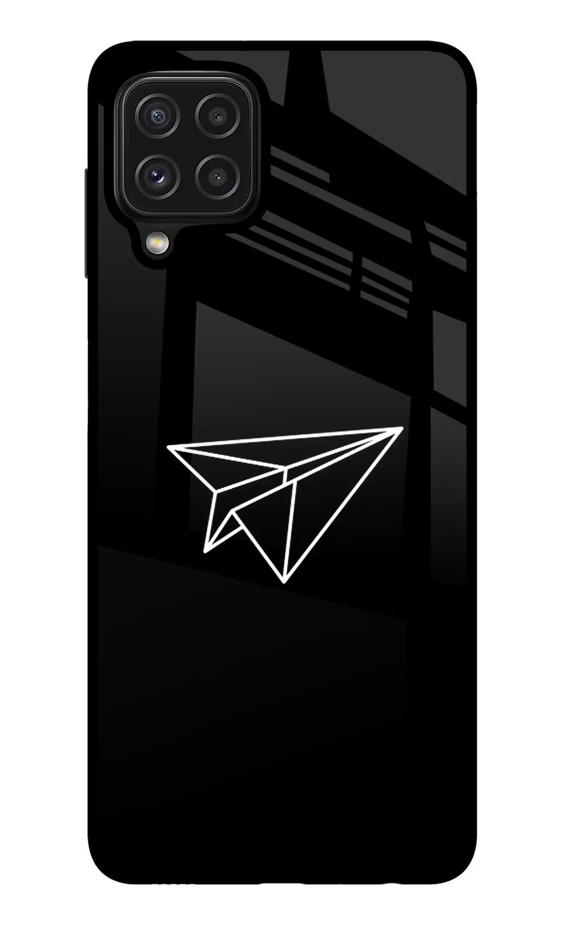 Paper Plane White Samsung M32 Glass Case Back Cover by Casekaro