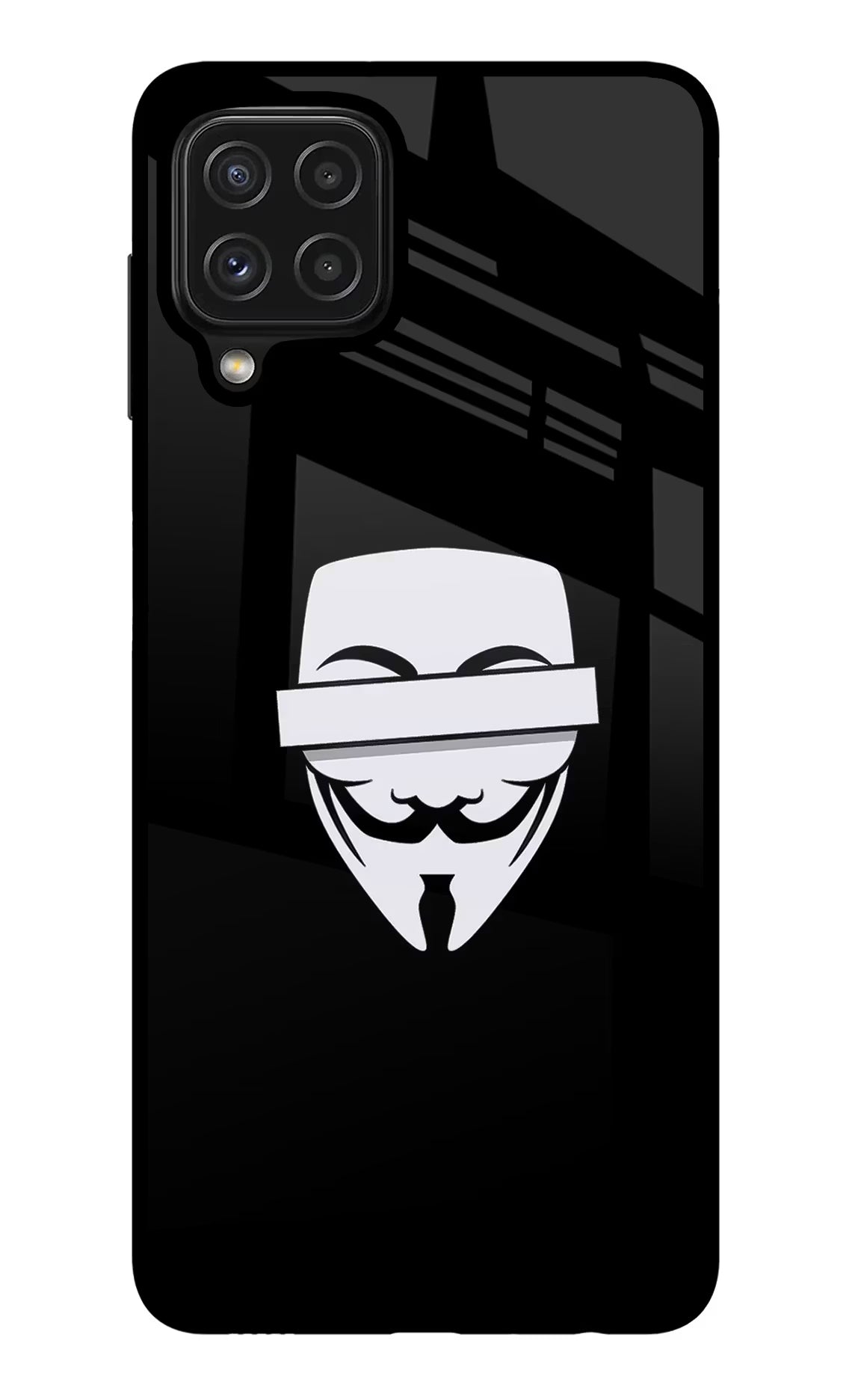 Anonymous Face Samsung M32 Glass Case Back Cover by Casekaro