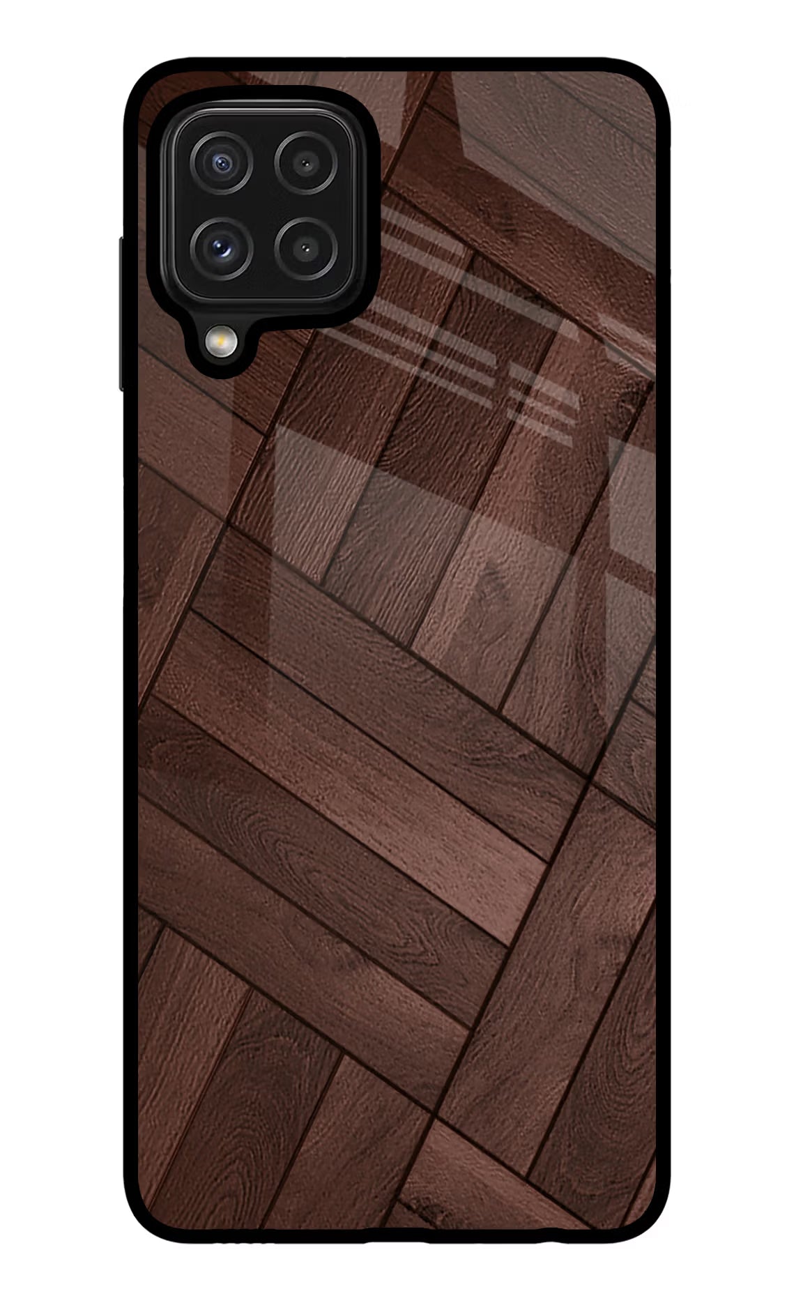 Wooden Texture Design Samsung M32 Glass Case Back Cover by Casekaro