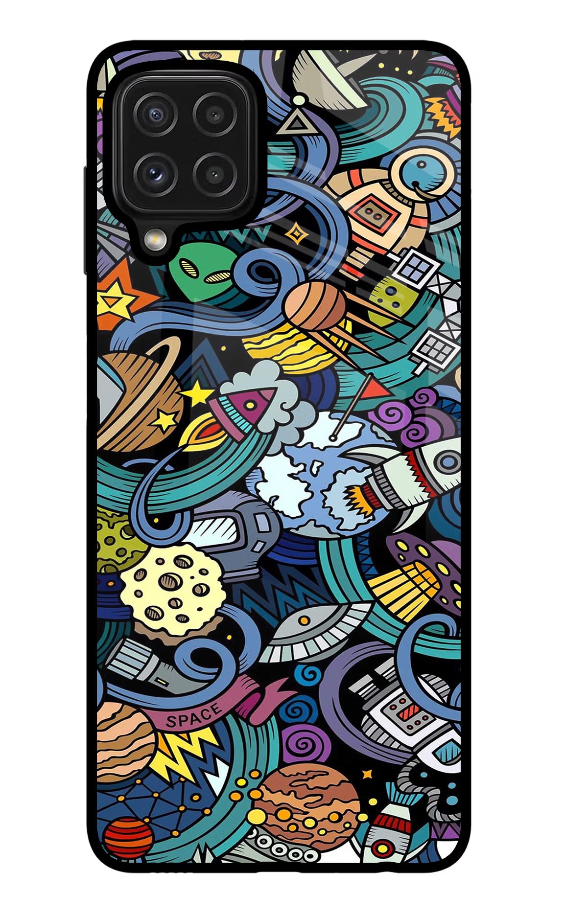 Space Abstract Samsung M32 Glass Case Back Cover by Casekaro