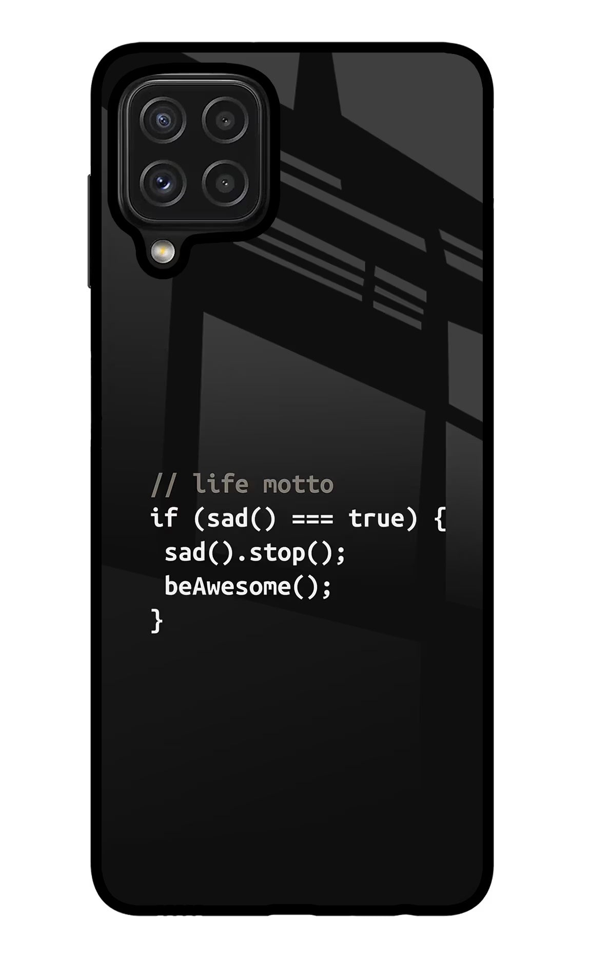 Life Motto Code Samsung M32 Glass Case Back Cover by Casekaro