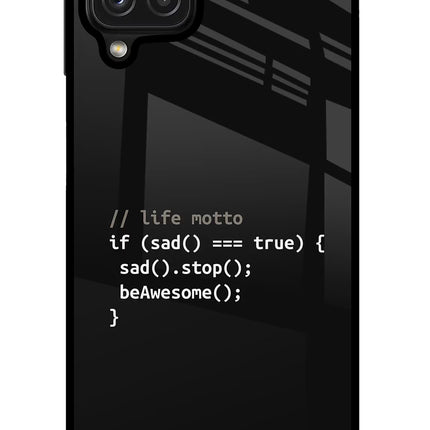 Life Motto Code Samsung M32 Glass Case