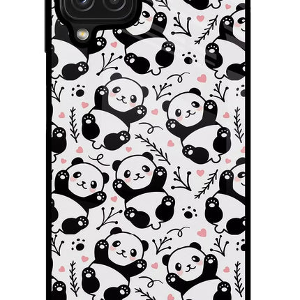 Cute Panda Samsung M32 Glass Case Back Cover by Casekaro