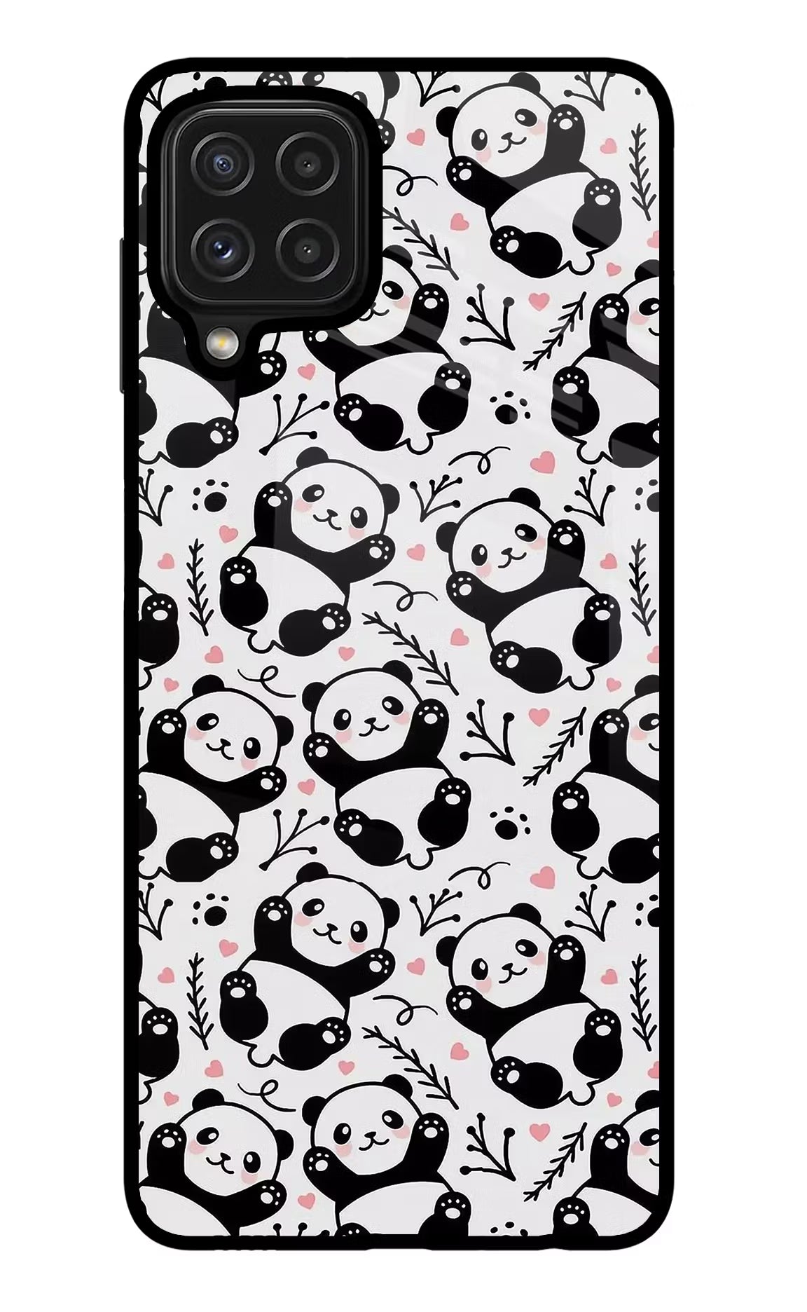 Cute Panda Samsung M32 Glass Case Back Cover by Casekaro
