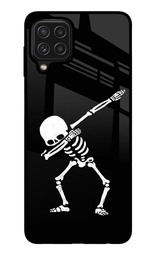Dabbing Skeleton Art Samsung M32 Glass Case