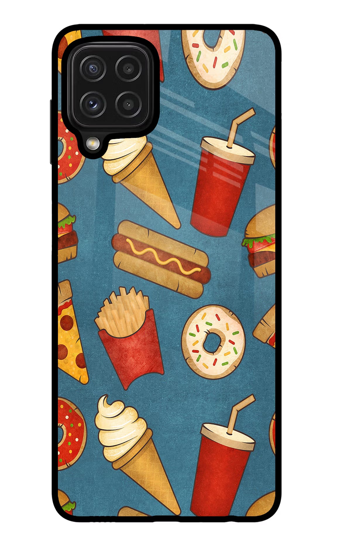 Foodie Samsung M32 Glass Case Back Cover by Casekaro