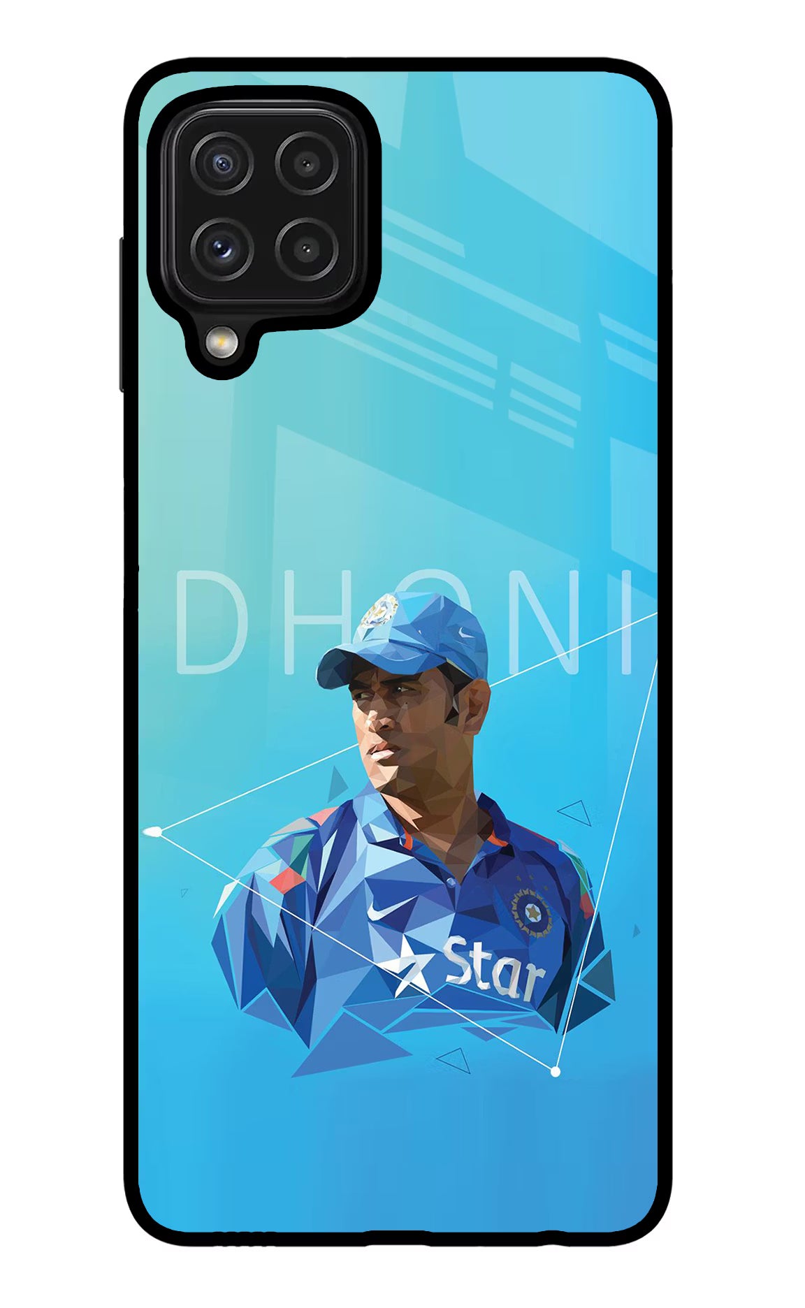 Dhoni Artwork Samsung M32 Glass Case
