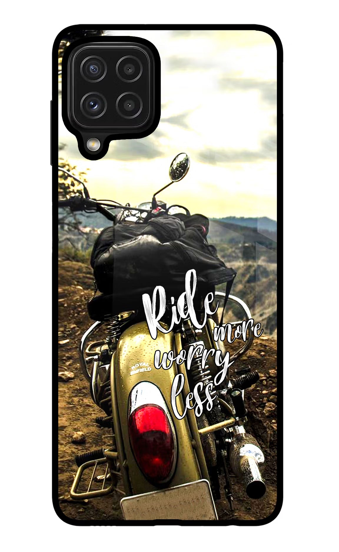 Ride More Worry Less Samsung M32 Glass Case Back Cover by Casekaro
