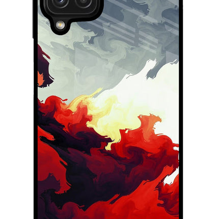 Fire Cloud Samsung M32 Glass Case Back Cover by Casekaro