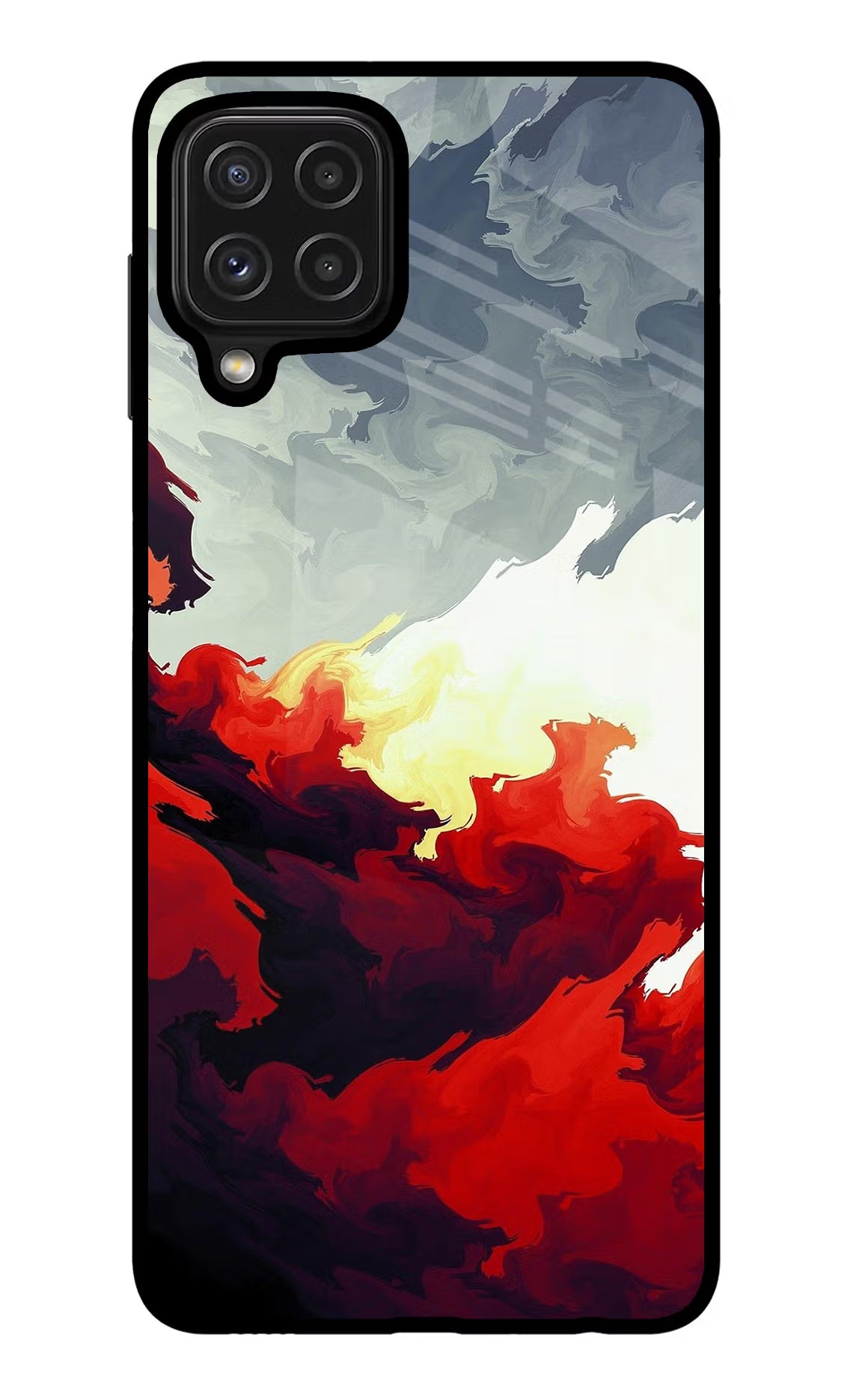 Fire Cloud Samsung M32 Glass Case Back Cover by Casekaro