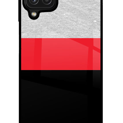 Tri Color Pattern Samsung M32 Glass Case Back Cover by Casekaro