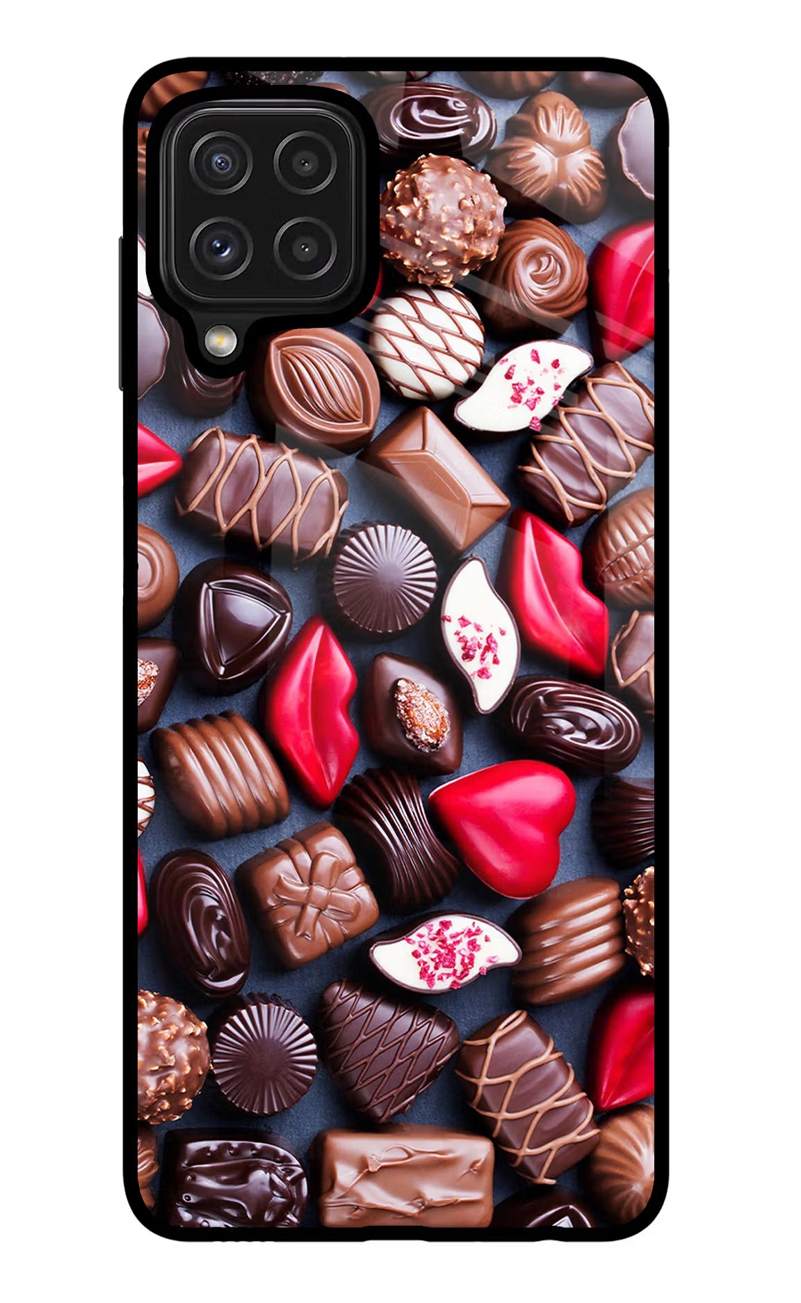 Chocolates Samsung M32 Glass Case Back Cover by Casekaro