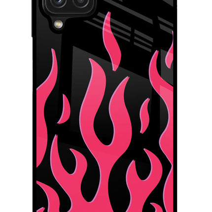 Fire Flames Samsung M32 Glass Case Back Cover by Casekaro