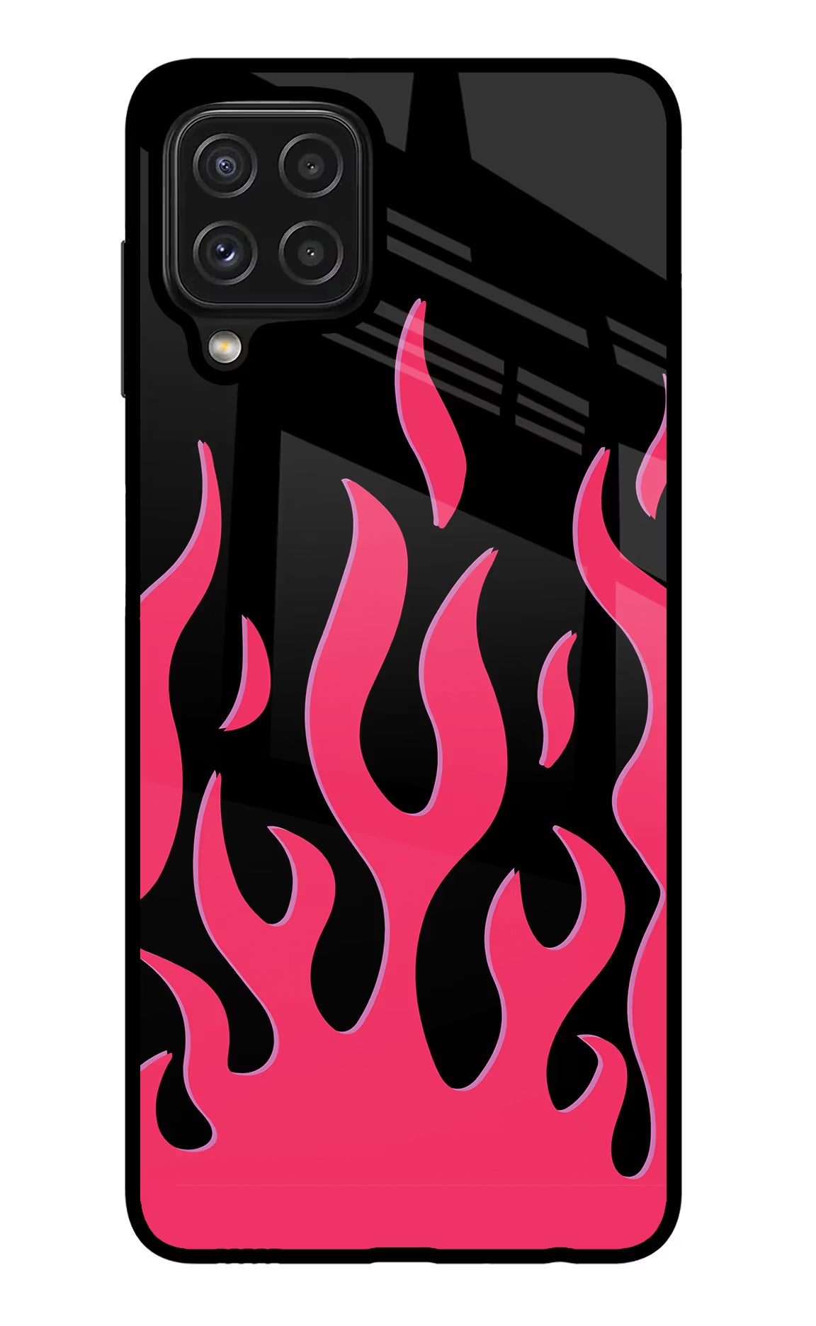 Fire Flames Samsung M32 Glass Case Back Cover by Casekaro