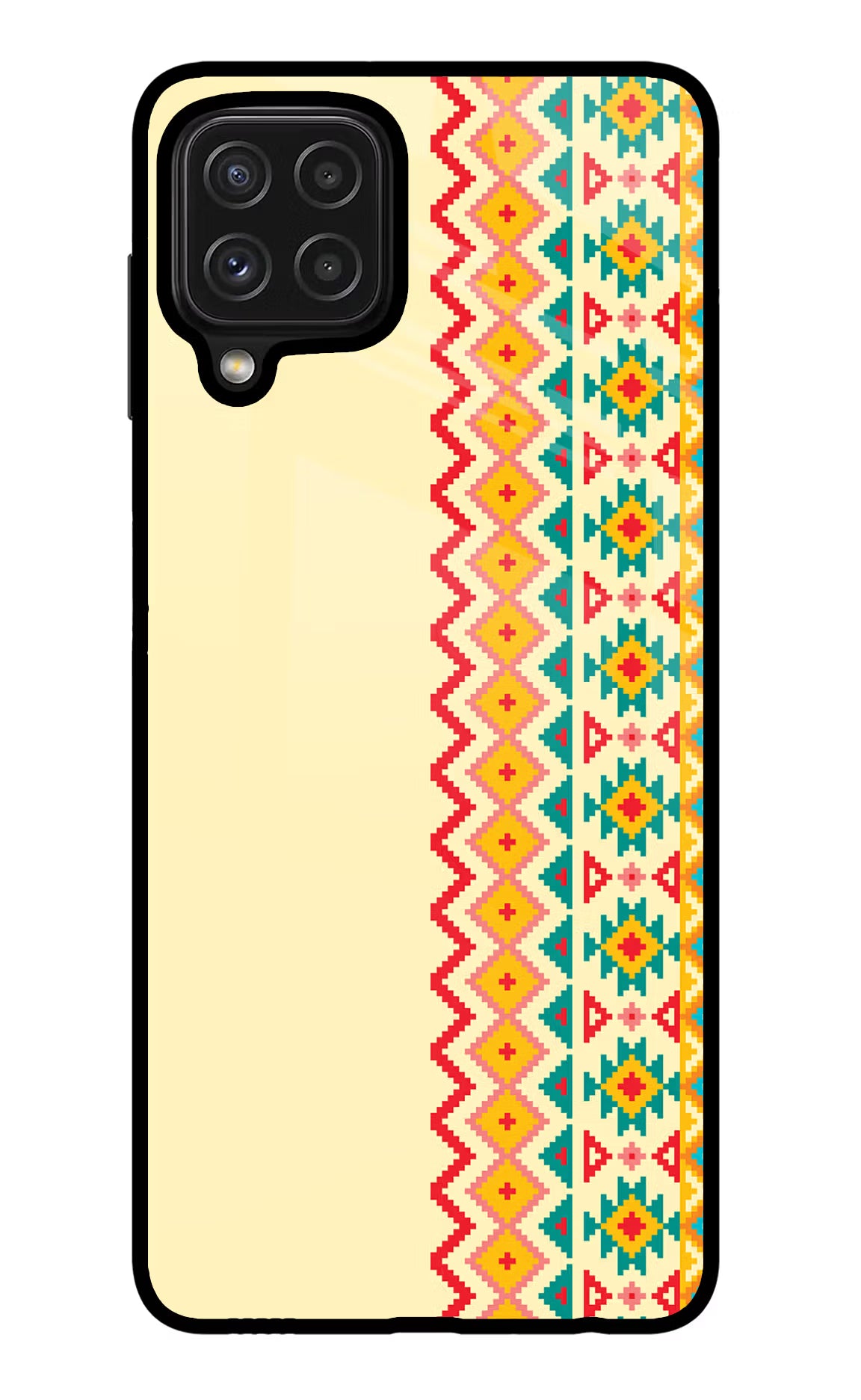 Ethnic Seamless Samsung M32 Glass Case Back Cover by Casekaro