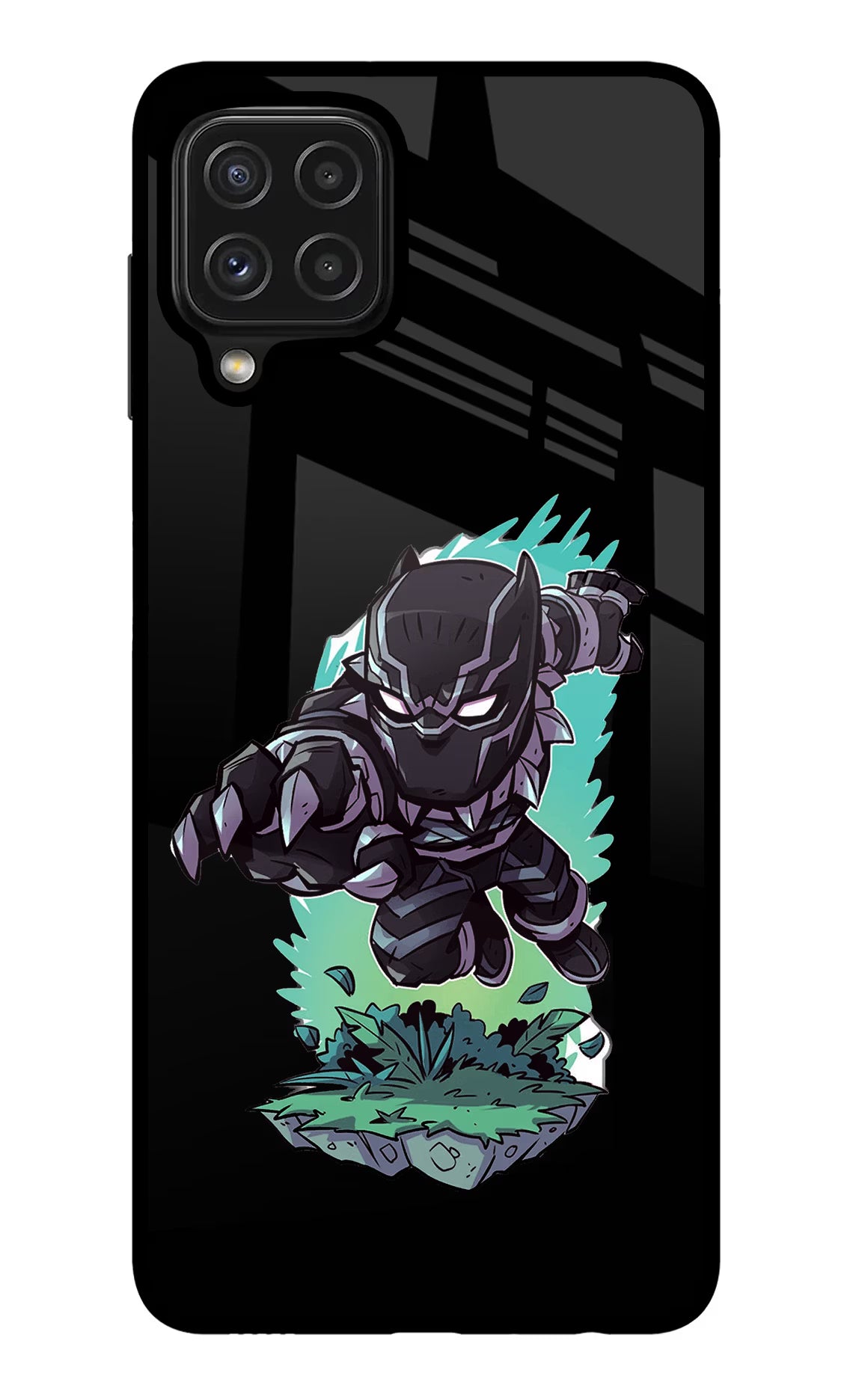 Black Panther Samsung M32 Glass Case Back Cover by Casekaro