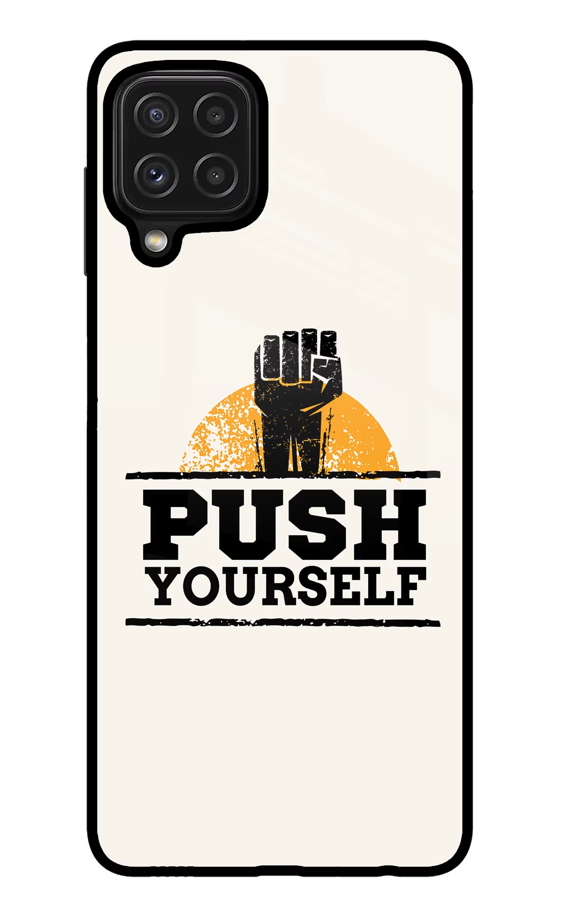 Push Yourself Samsung M32 Glass Case Back Cover by Casekaro